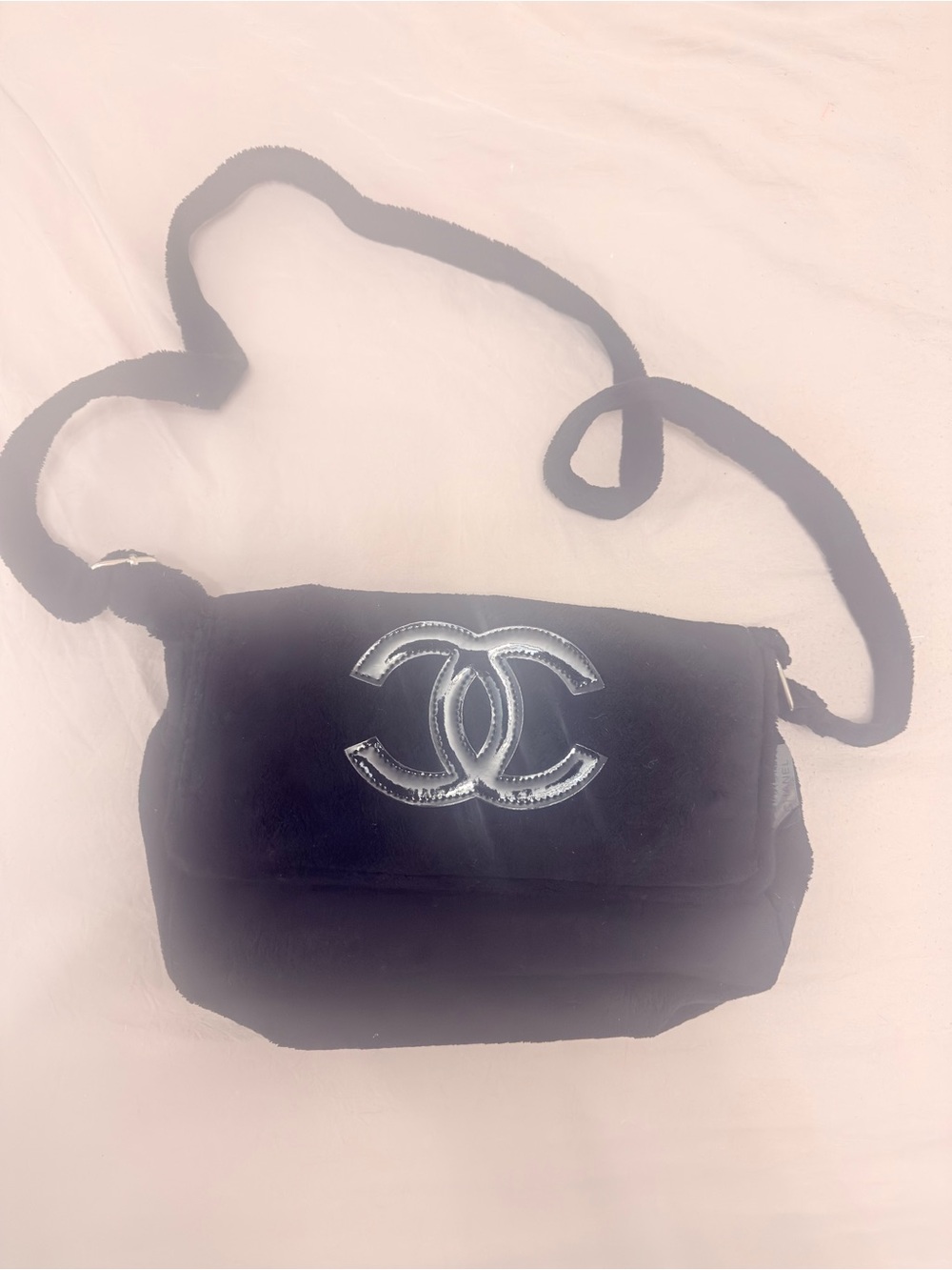 Vintage GWP Black Crossbody Bag with Interlocking Logo